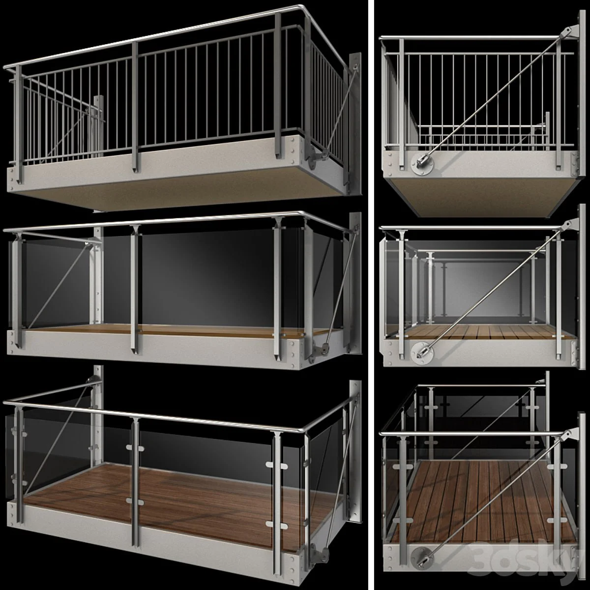 Metal balcony (3 types of console balconies)